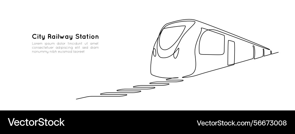 Train and railway station in one continuous line Train and railway station in one continuous line vector image