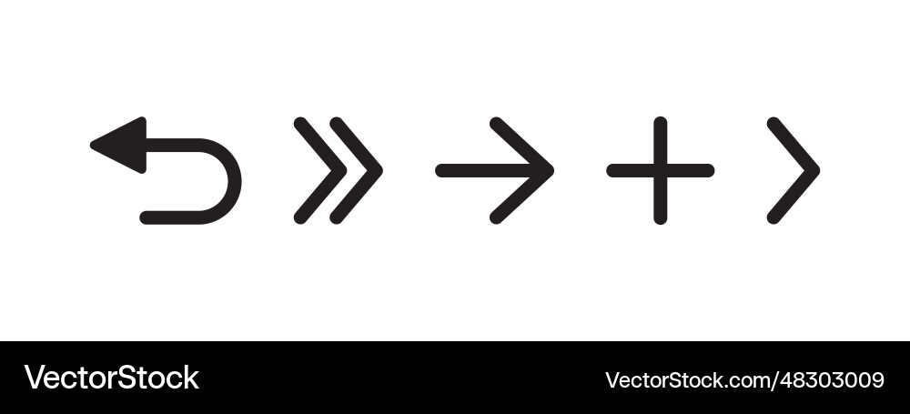 Arrow icons set backward arrows modern simple vector image