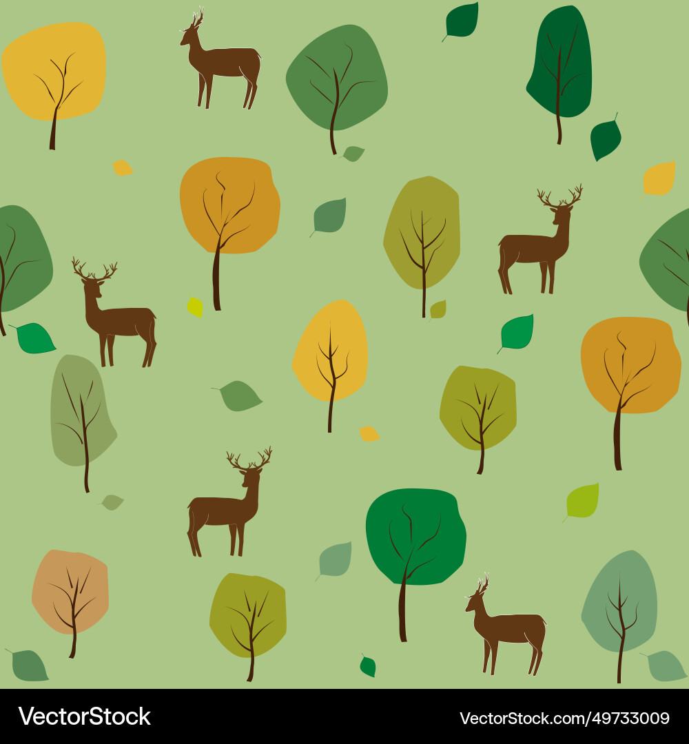 Autumn tree and deers seamless pattern Autumn tree and deers seamless pattern vector image