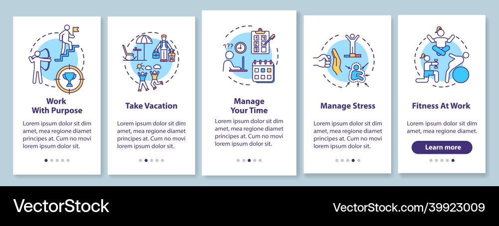Avoid burnout onboarding mobile app page screen Avoid burnout onboarding mobile app page screen vector image
