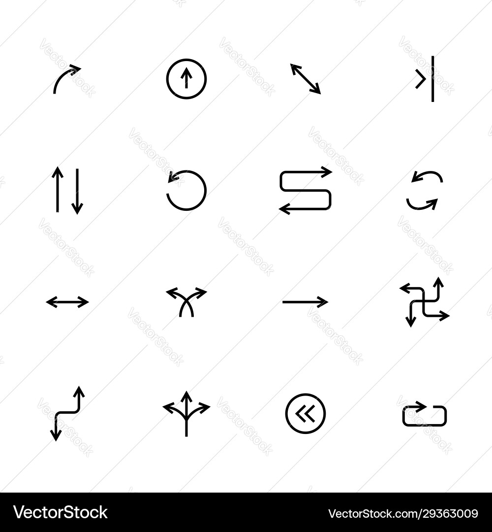 Black arrows icon set pointers for navigation Black arrows icon set pointers for navigation vector image