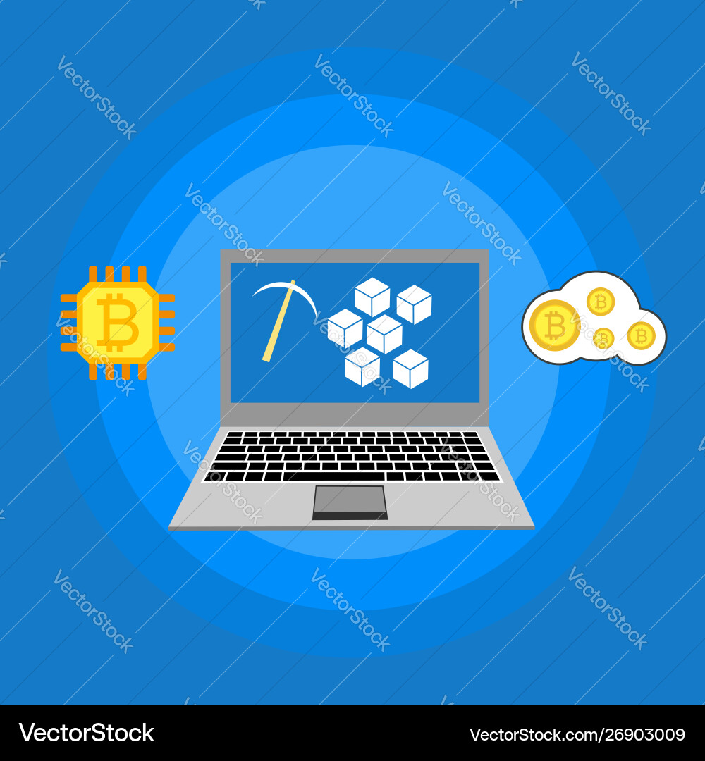 Blockchain scheme mining crypto currency server Vector Image
