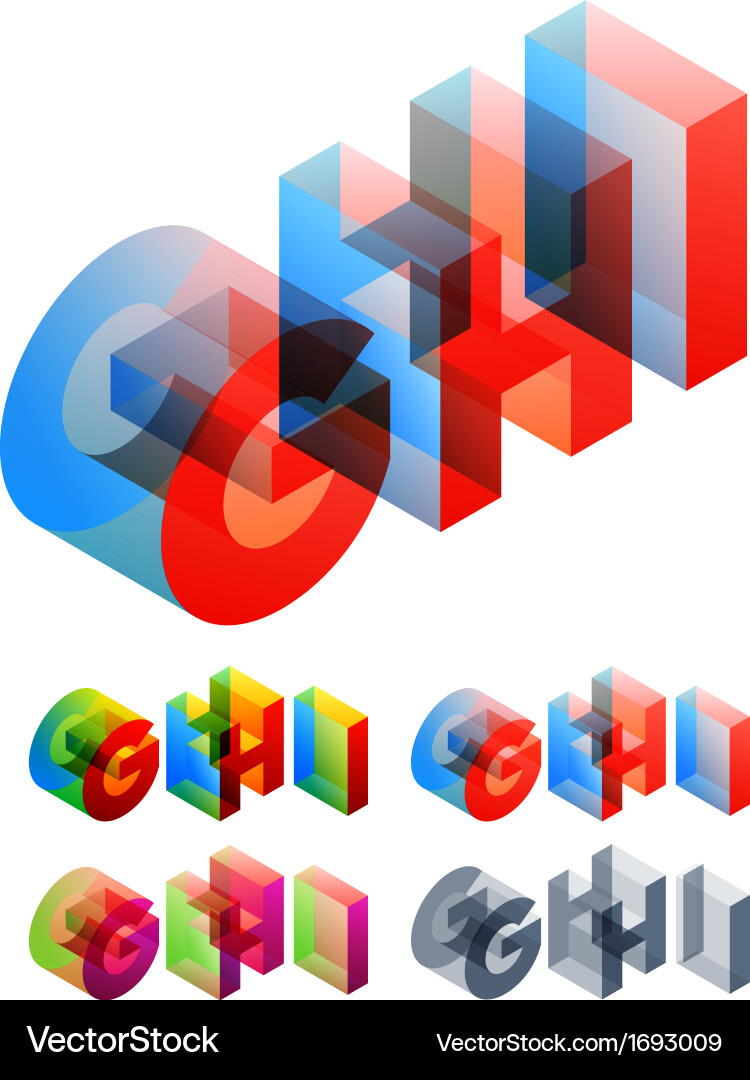 Colored text in isometric view vector image