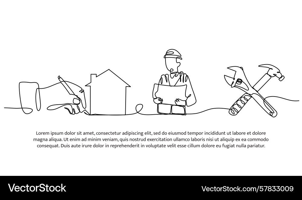 Continuous line design of the architect observes Vector Image