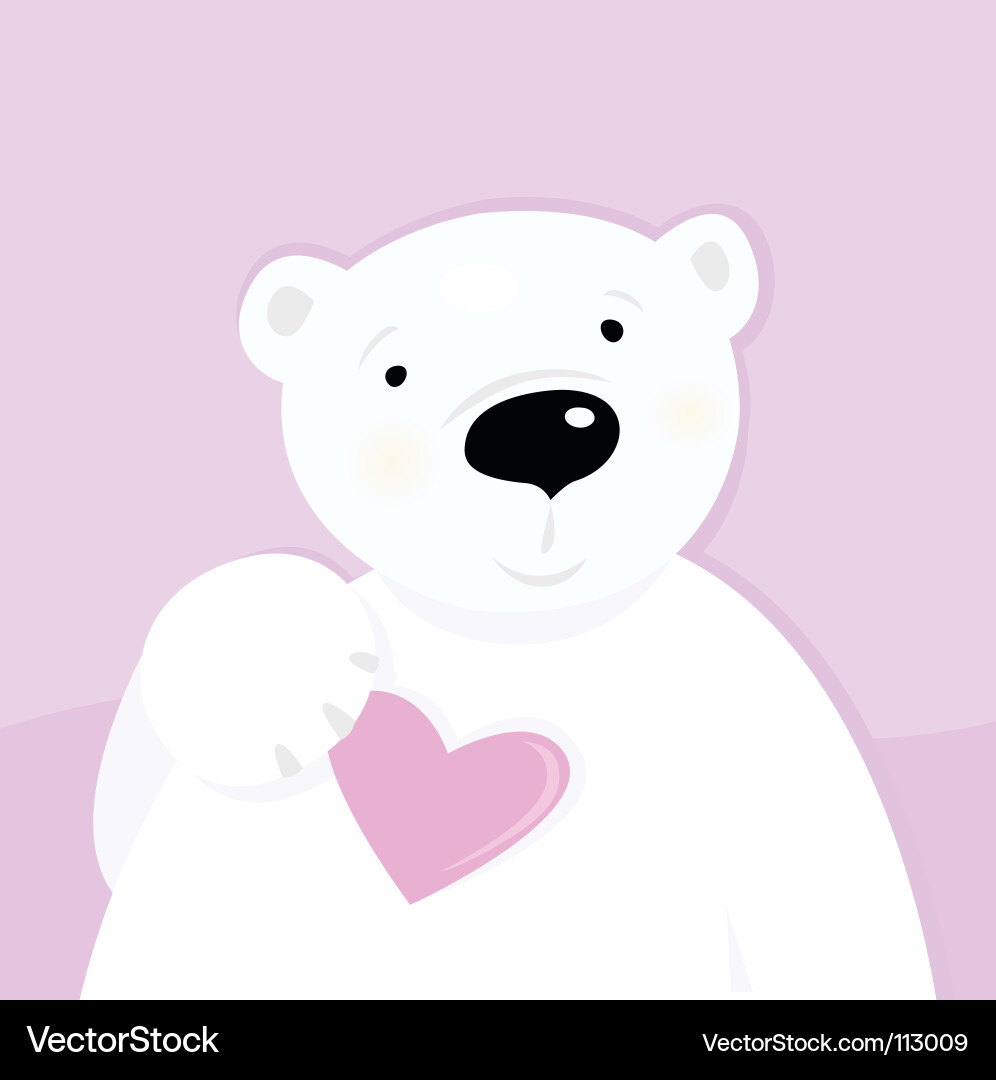 Cute Polar Bear with Heart Vector Image