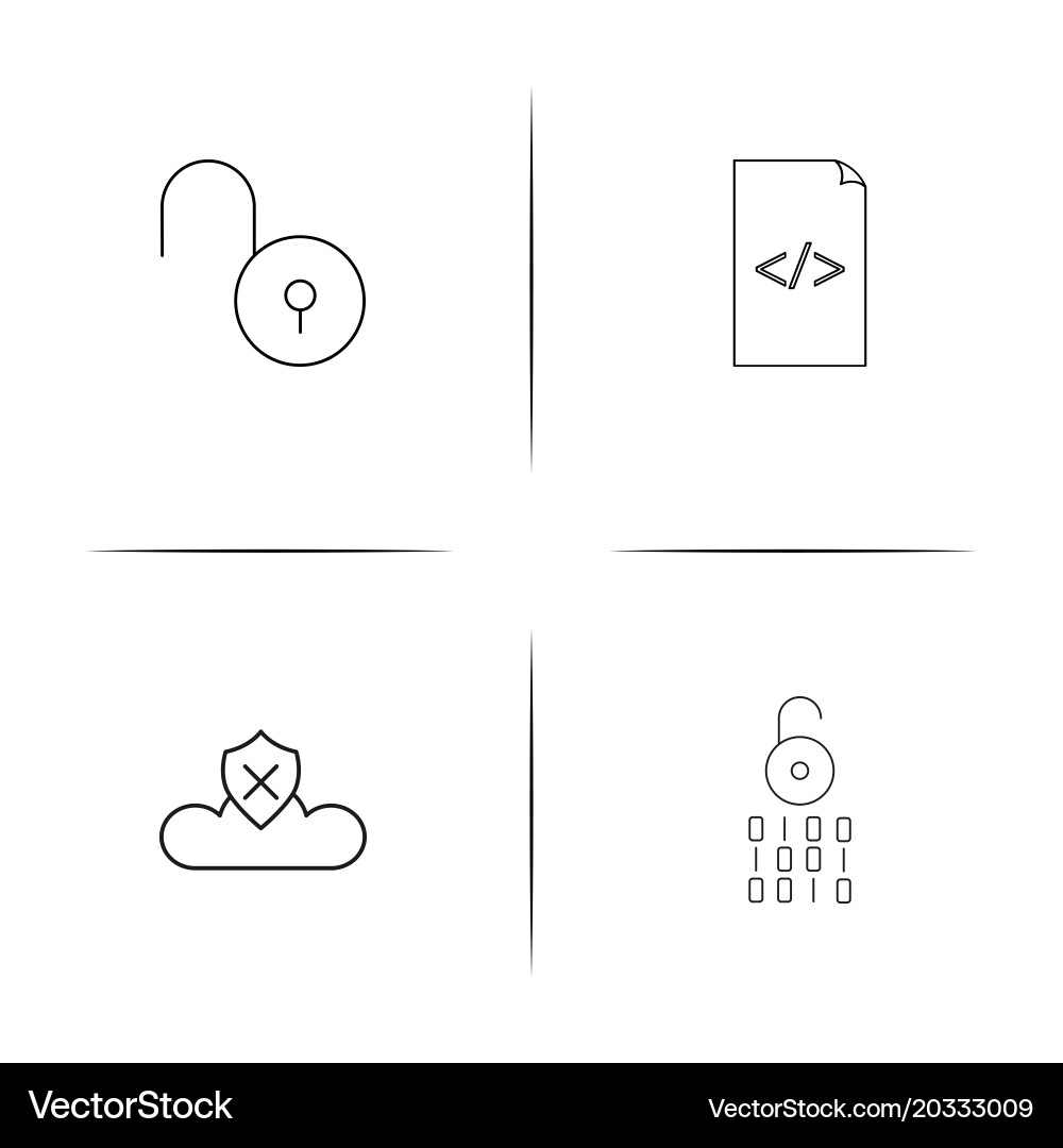 Cyber security simple linear icon setsimple vector image