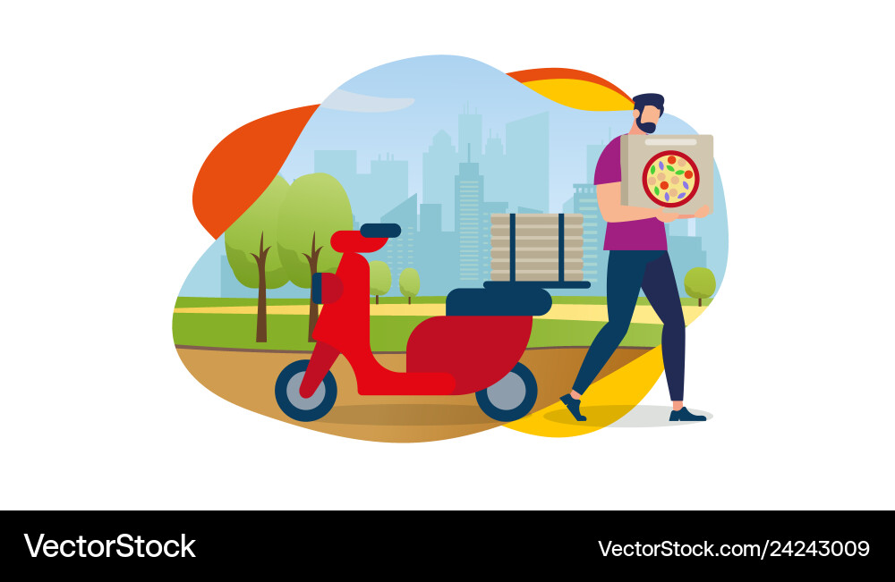 Delivery service order shipping man and scooter Delivery service order shipping man and scooter vector image