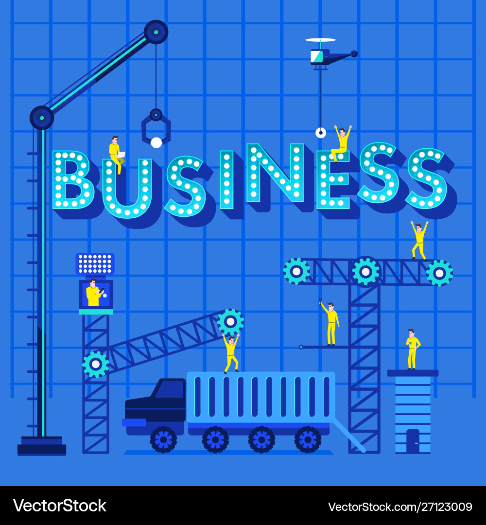 Flat design concept building and construction text Vector Image