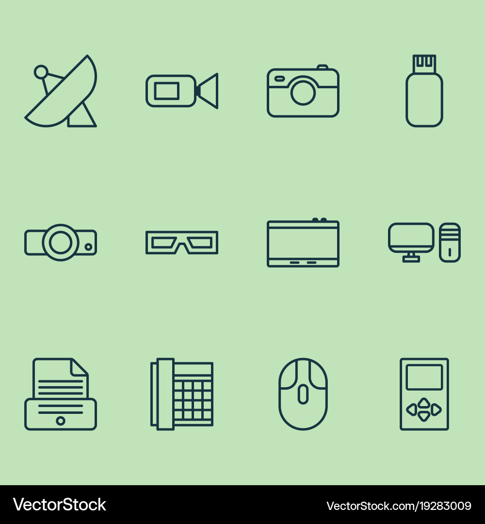 Hardware icons set with gadget spectacles Vector Image