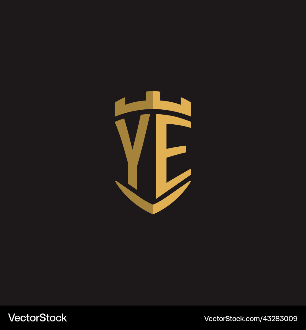 Initials ye logo monogram with shield style design Initials ye logo monogram with shield style design vector image