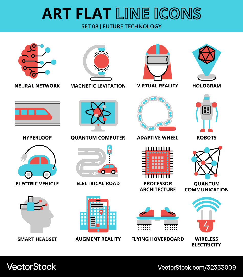 Künftige Technologie-Icons setzen Vektorbild