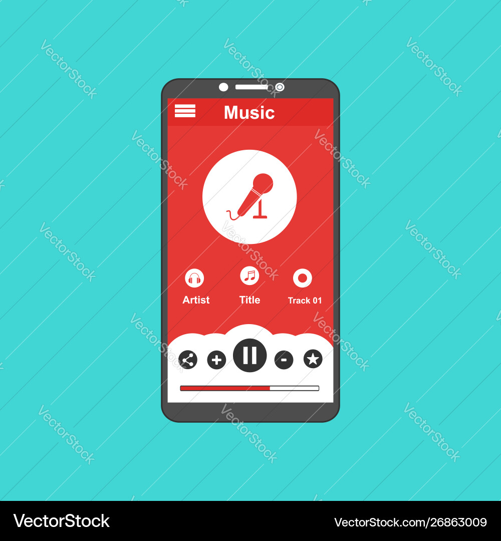 Media player application app template with flat Media player application app template with flat vector image