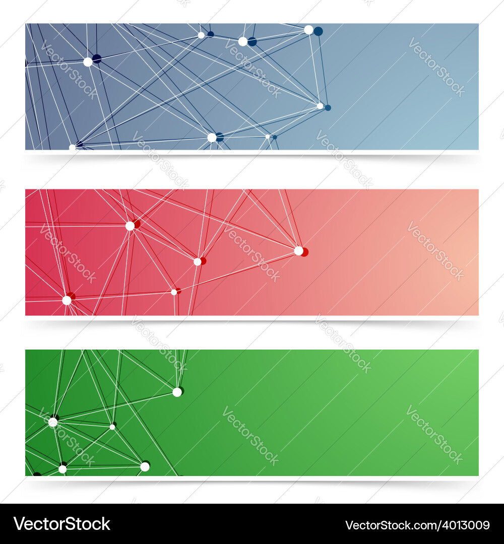 Molecular web header footer collection vector image