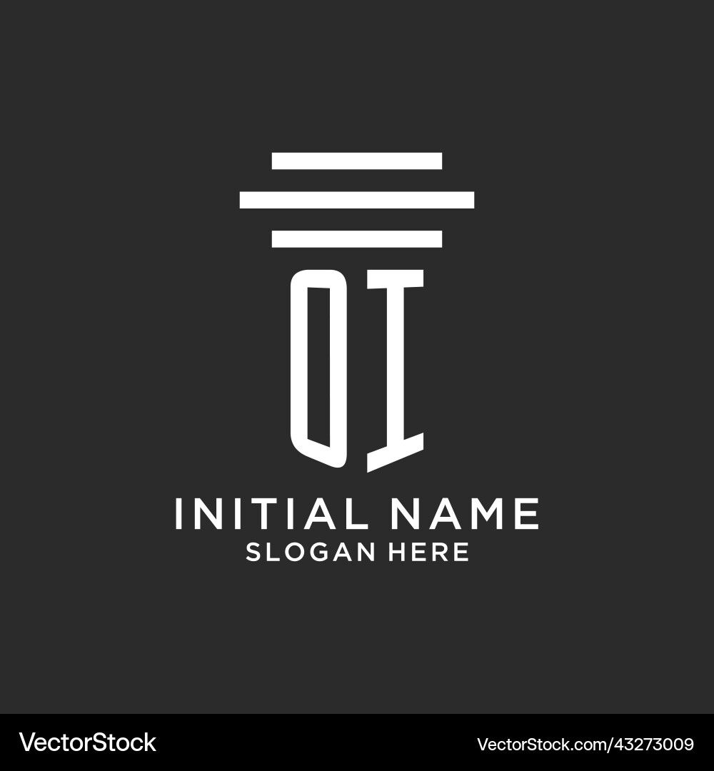 Oi initials with simple pillar logo design Vector Image