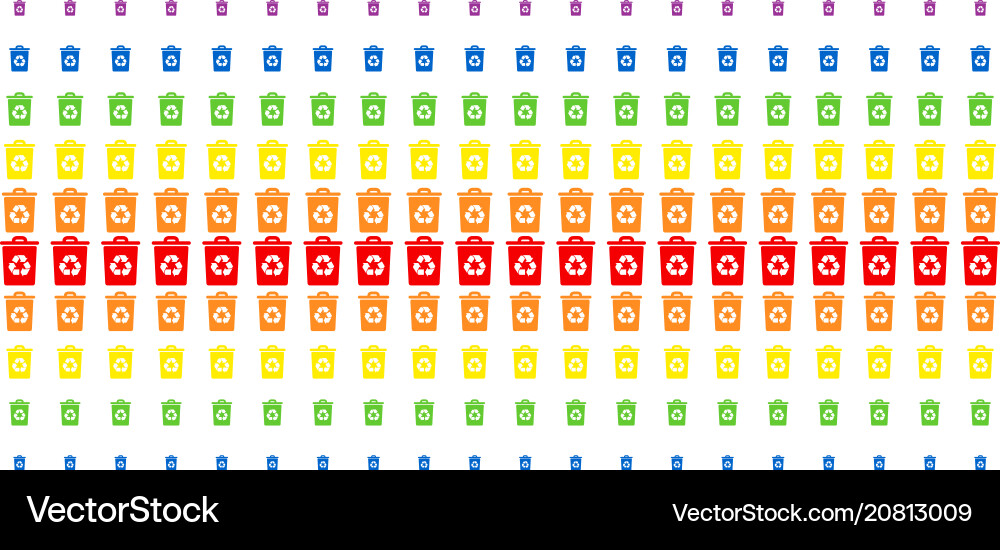 Recycle bin shape halftone spectrum pattern Recycle bin shape halftone spectrum pattern vector image