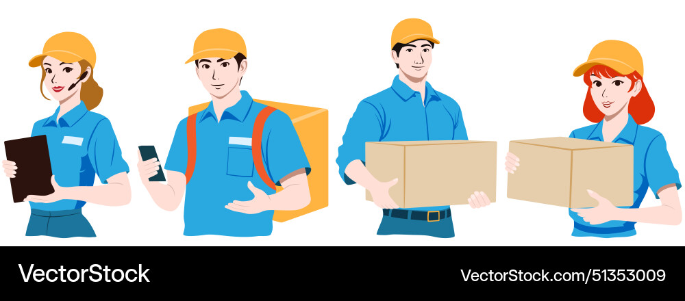 Set of couriers and call center operators Set of couriers and call center operators vector image