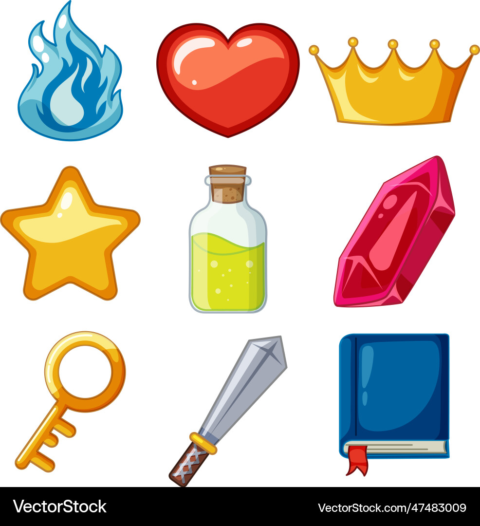 Set of game elements vector image