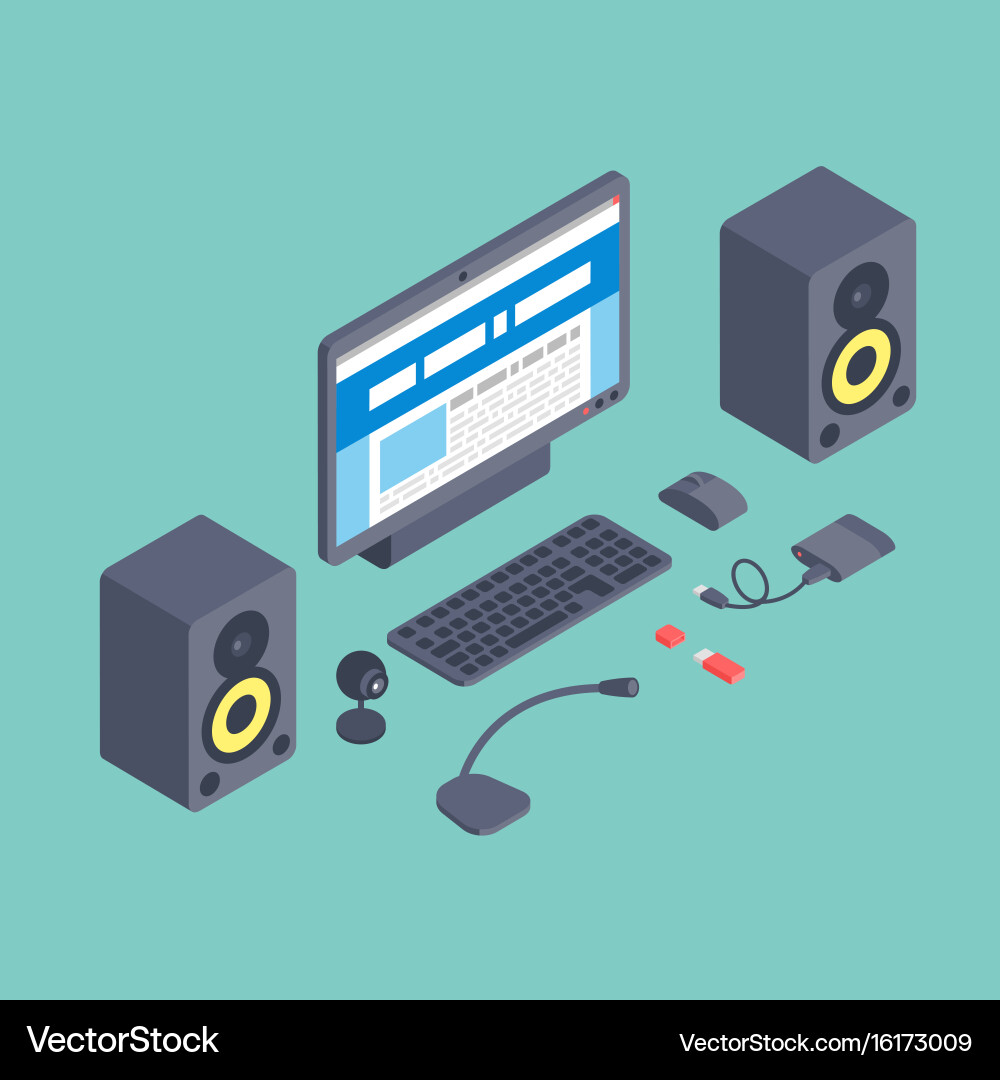 Set of isometric computer devices icons vector image