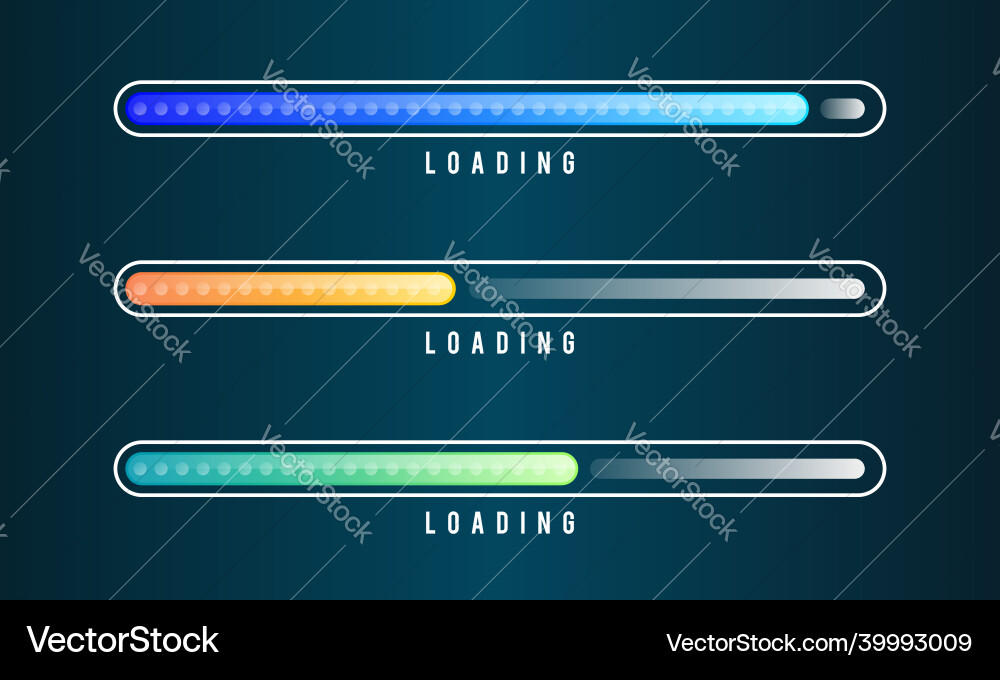 Set of loading bar progress visualization Set of loading bar progress visualization Vector Image