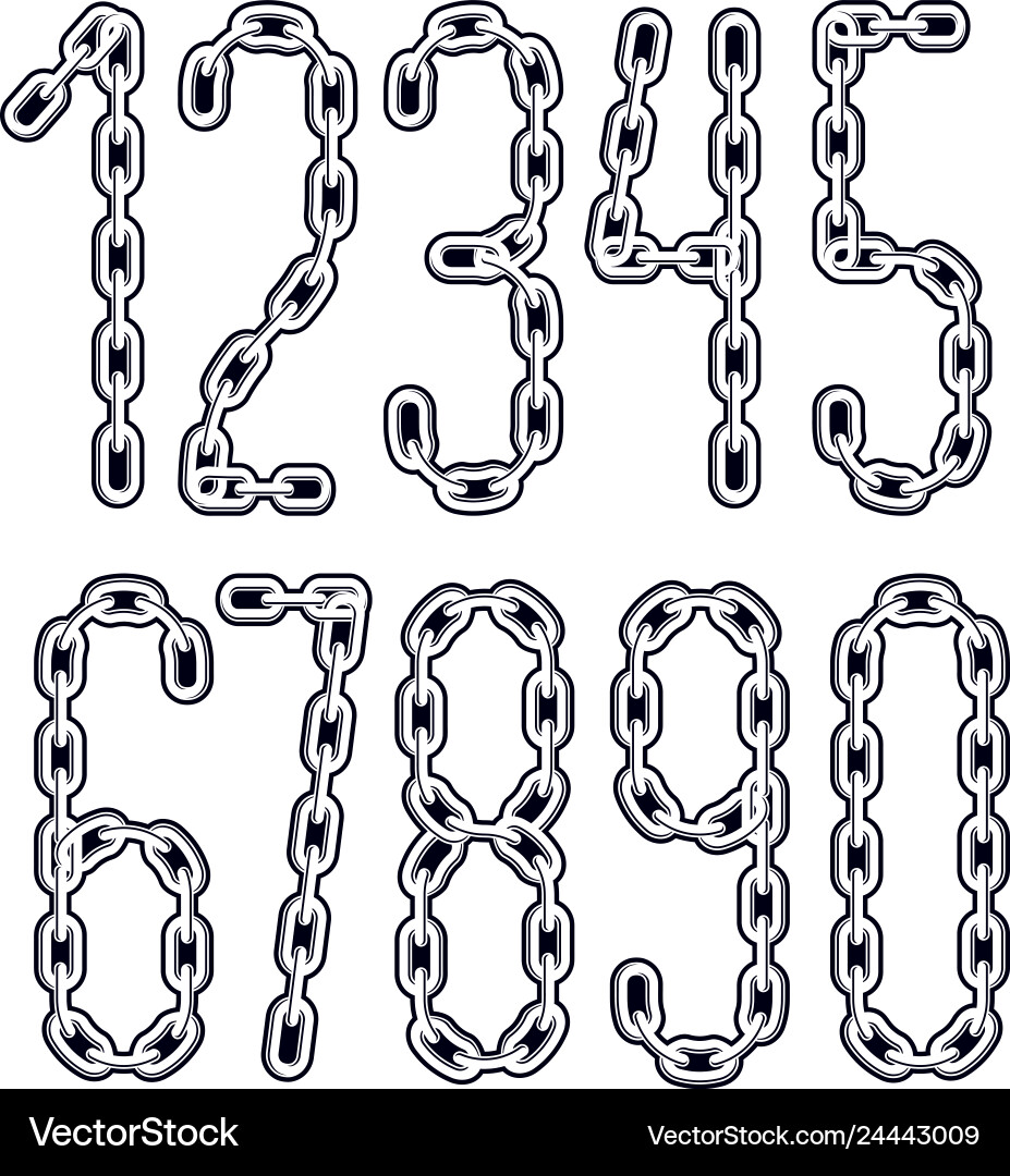 Set of numbers from 0 to 9 cool numerals for use Set of numbers from 0 to 9 cool numerals for use vector image