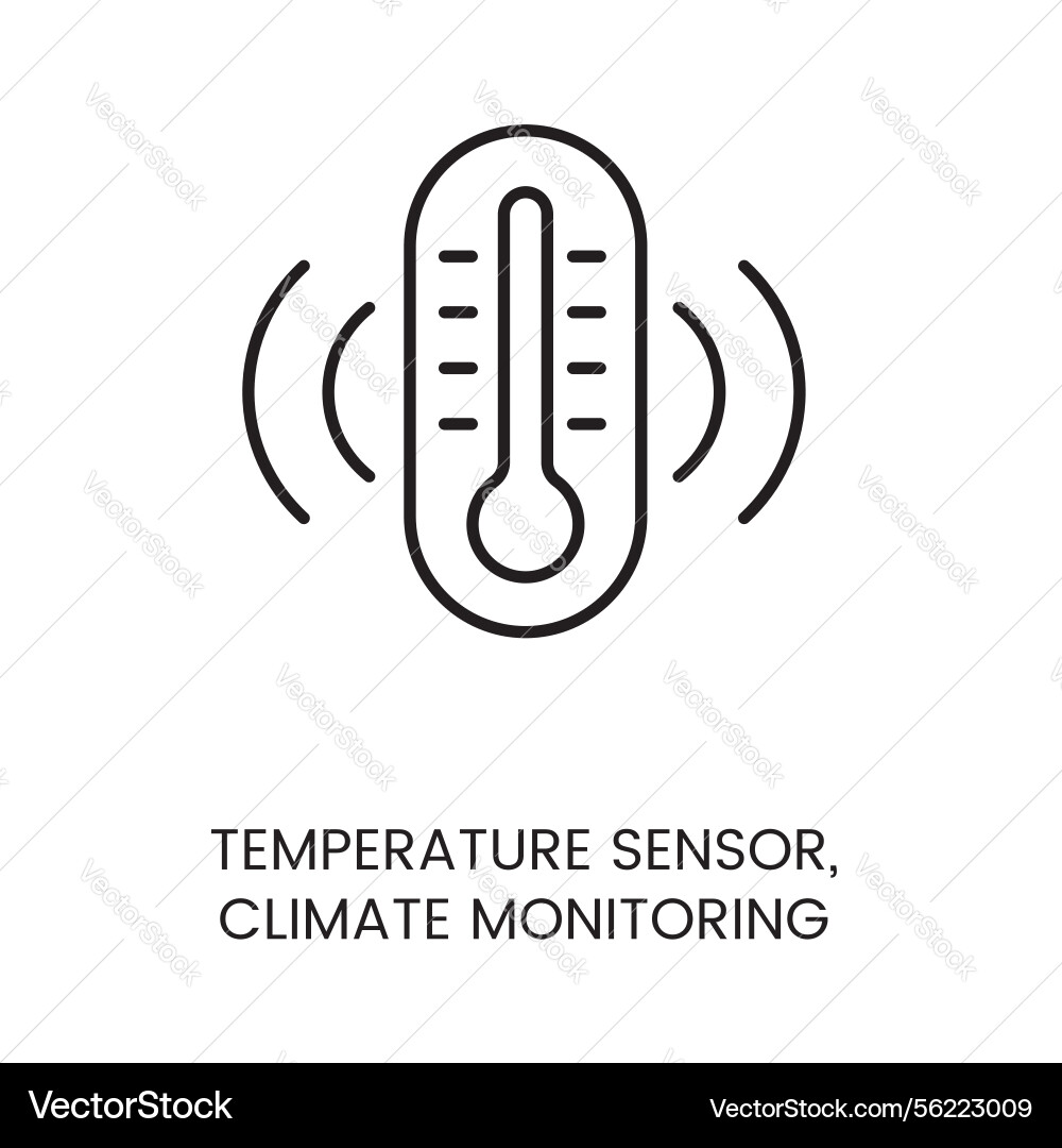 Temperature sensor icon with editable stroke vector image