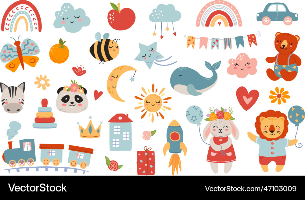 Vintage children room stickers kids doll boutique Vintage children room stickers kids doll boutique vector image
