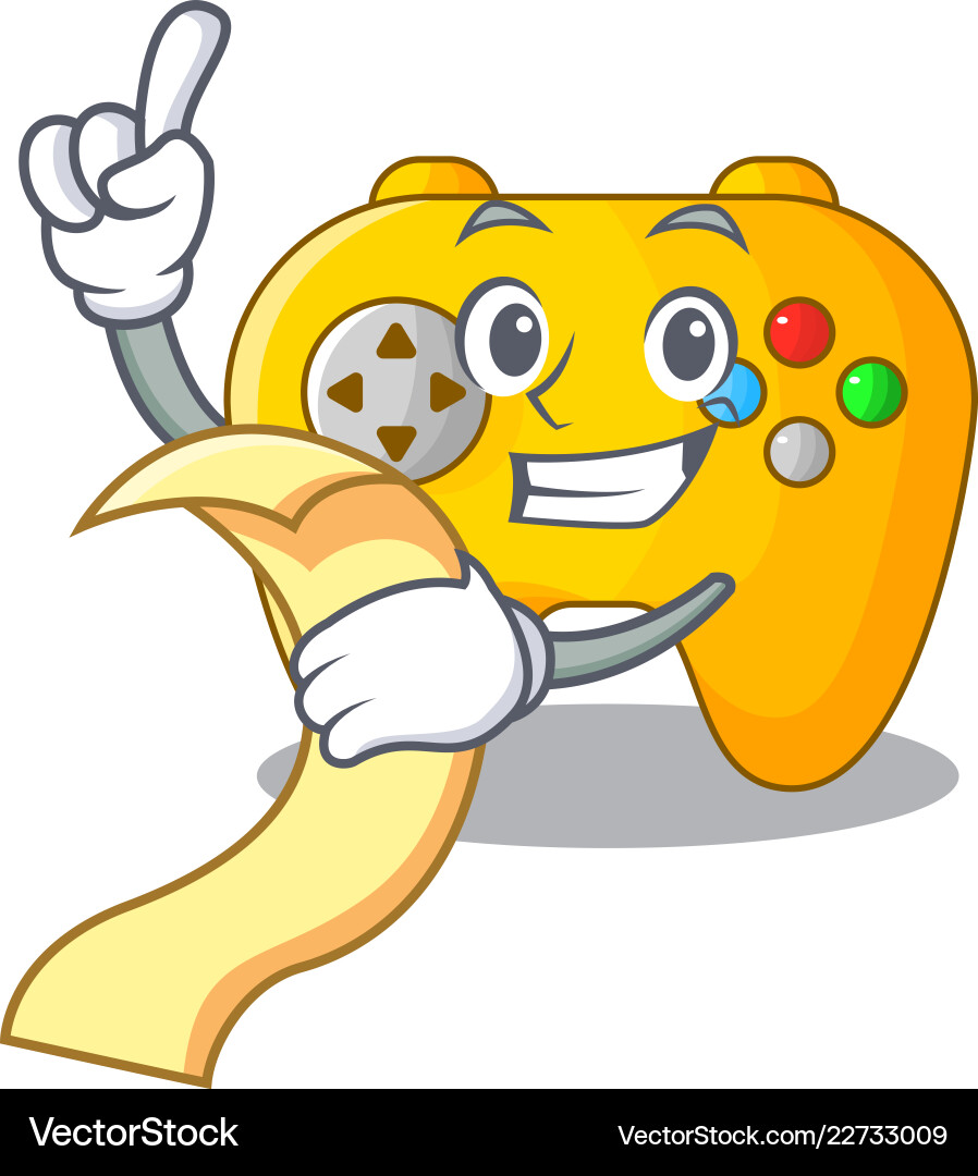 With menu video game controller shaped on charcter With menu video game controller shaped on charcter vector image