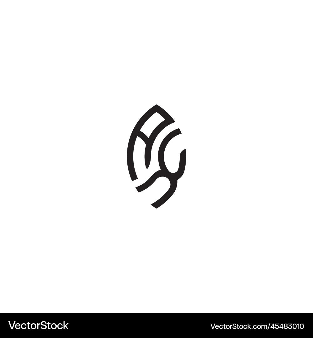 Ax leaf shape line initial concept with high vector image