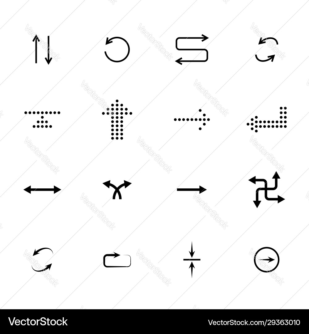 Black arrows icon set pointers for navigation Black arrows icon set pointers for navigation vector image