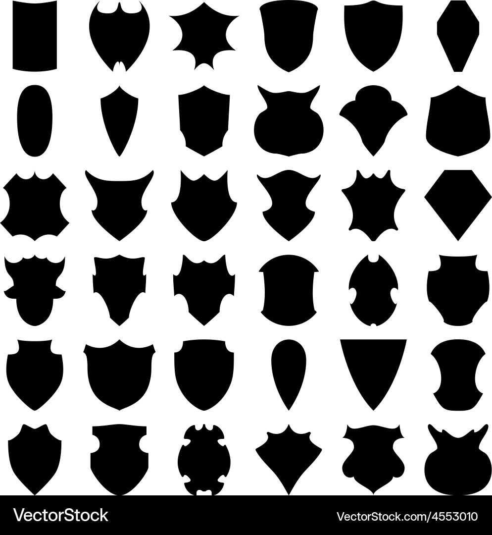 Black shields Royalty Free Vector Image - VectorStock