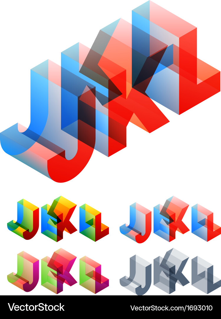 Colored text in isometric view vector image