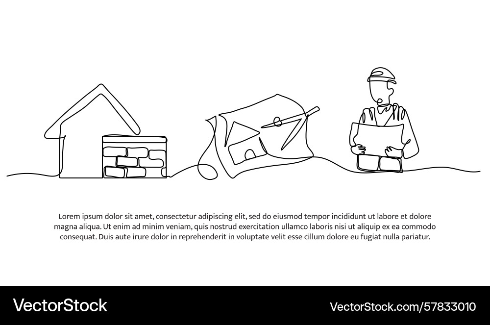 Continuous line design of the architect observes Continuous line design of the architect observes Vector Image
