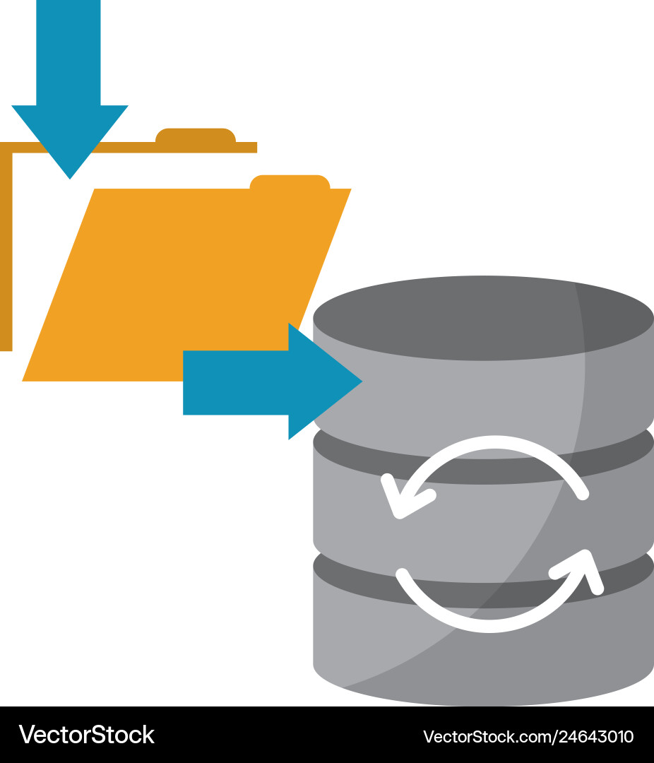 Data center disks with folder isolated icon Vector Image
