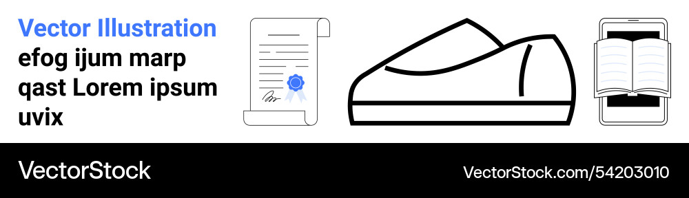 Document shoe mobile phone with open book Document shoe mobile phone with open book Vector Image