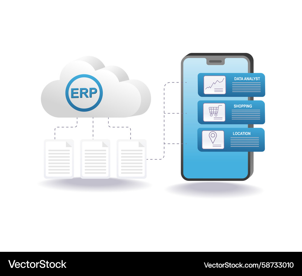 ERP Cloud Business Data Solution Vector Image