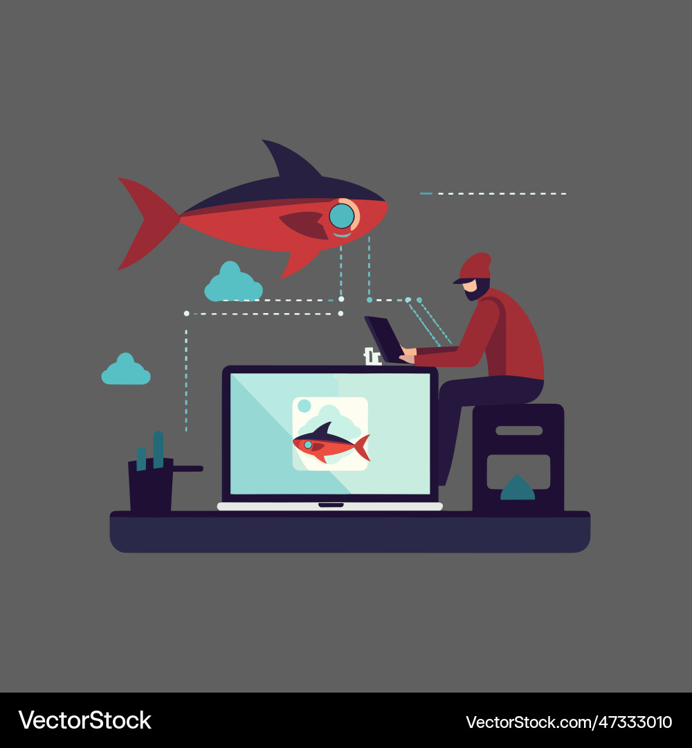 Hacker botmaster use computer zombies bot vector image