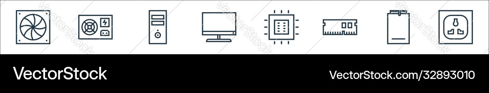 Hardware line icons linear set quality Vector Image