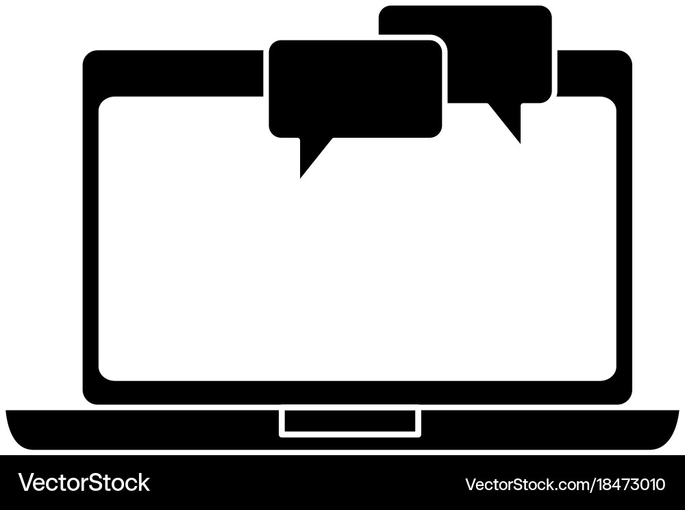 Laptop computer with speech bubbles vector image