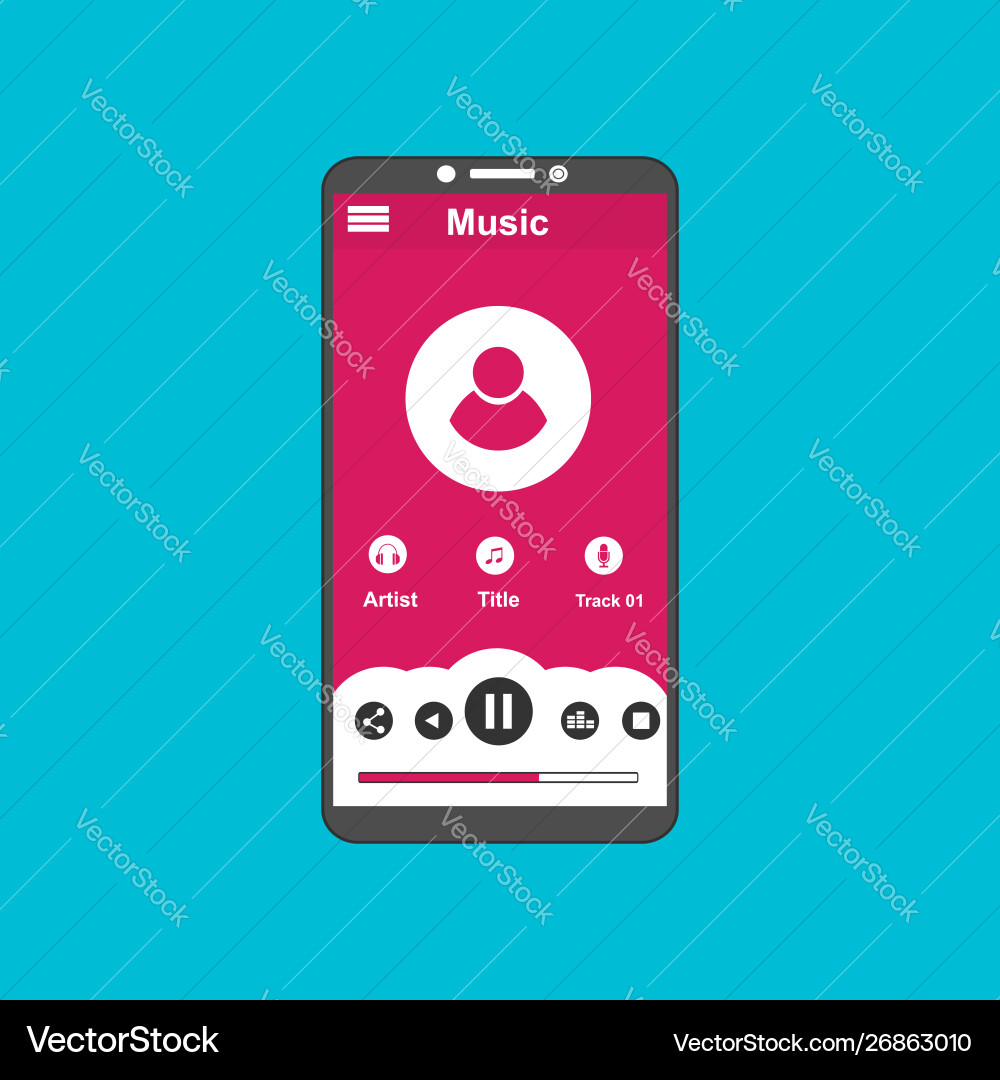Media player application app template with flat Media player application app template with flat vector image