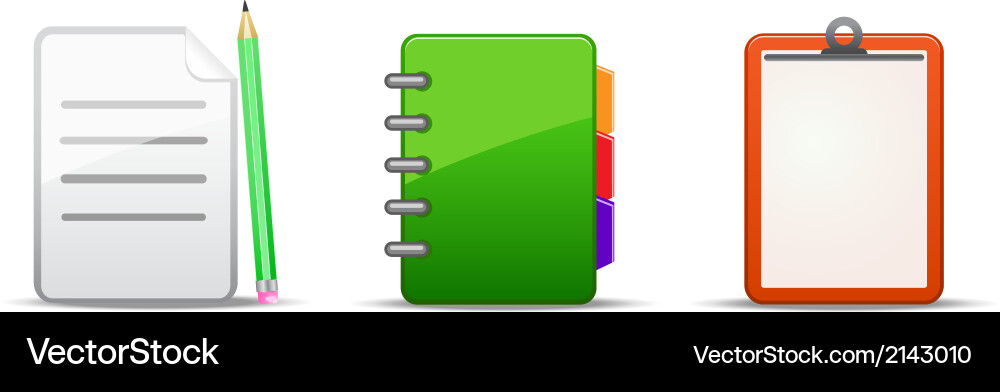Note address book icon set vector image