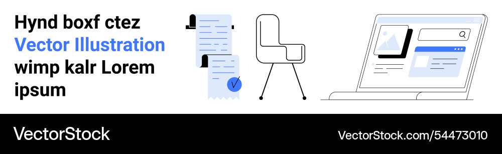 Office document management with computer and chair Office document management with computer and chair vector image