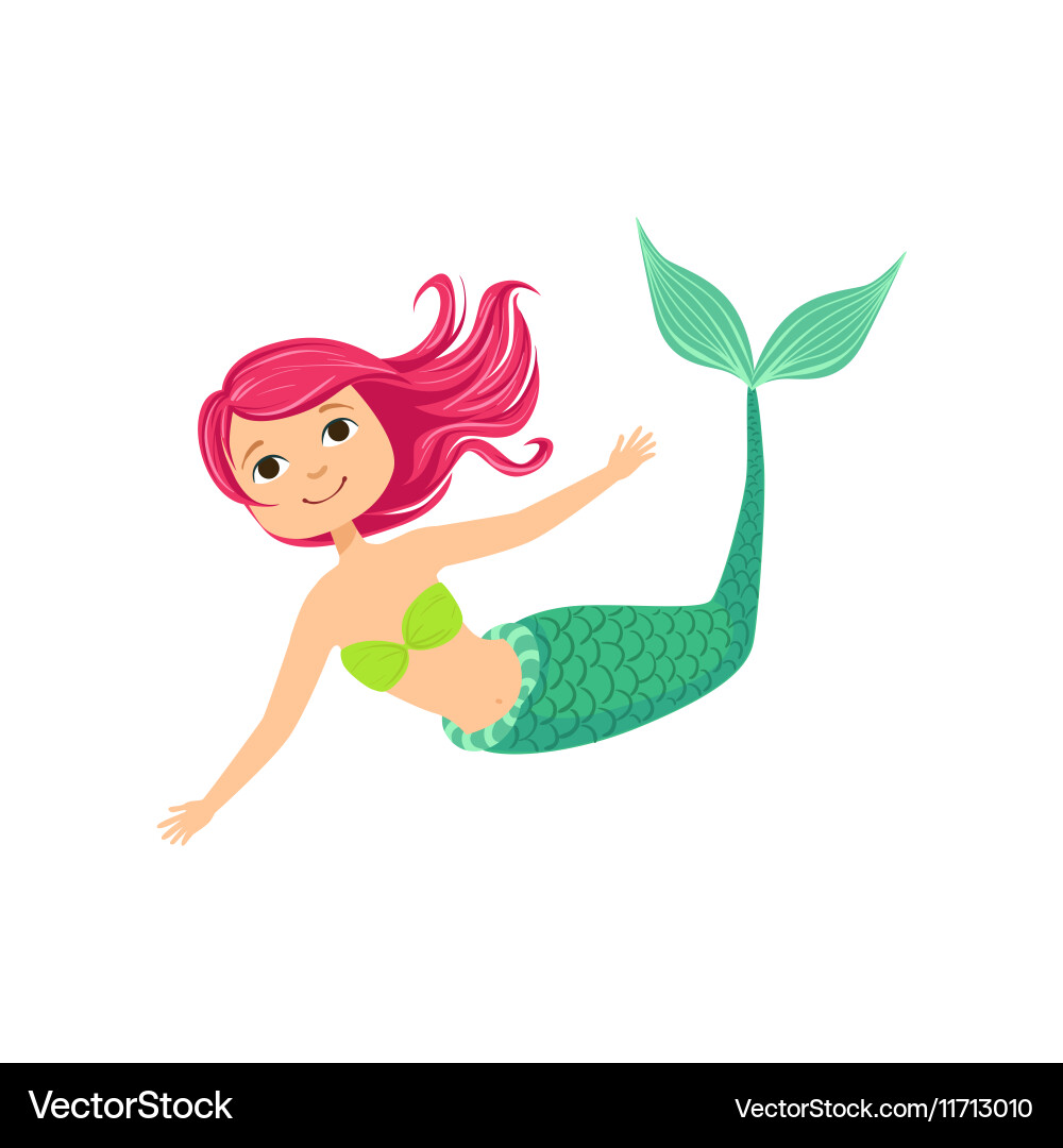 Pink Mermaid with Green Tail vector image