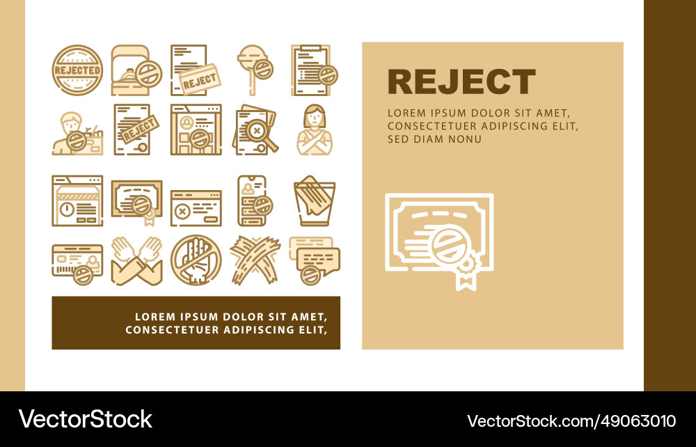 Reject deny document cancel landing header Reject deny document cancel landing header vector image