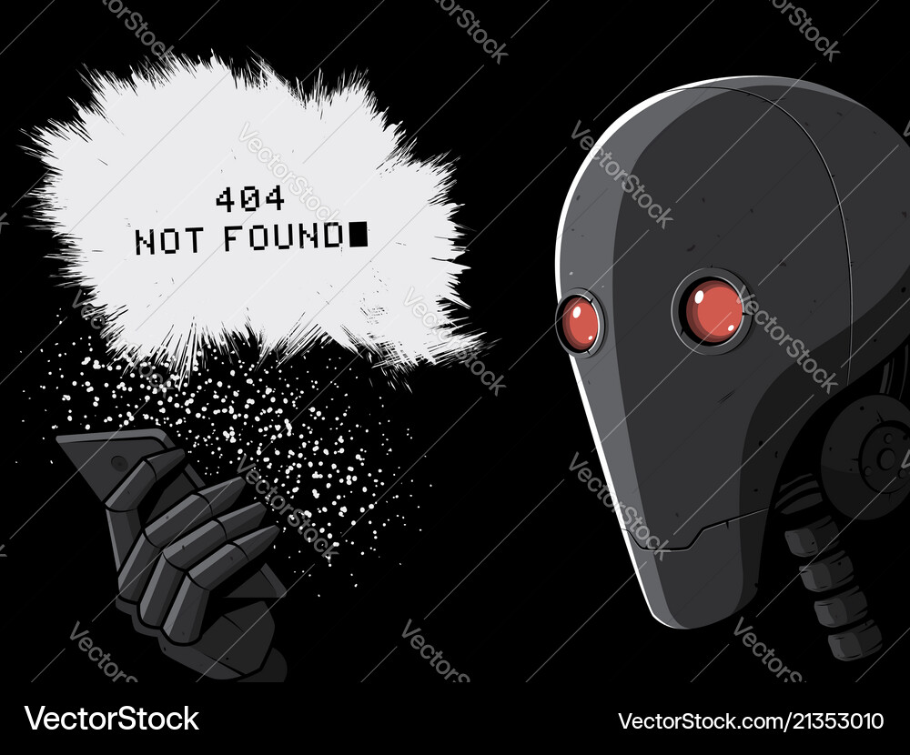 Robot and smartphone 404 error page Vector Image