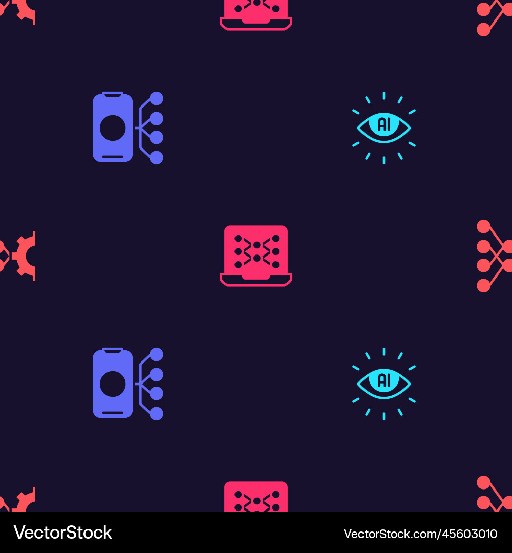 Set artificial intelligence ai neural network Set artificial intelligence ai neural network vector image