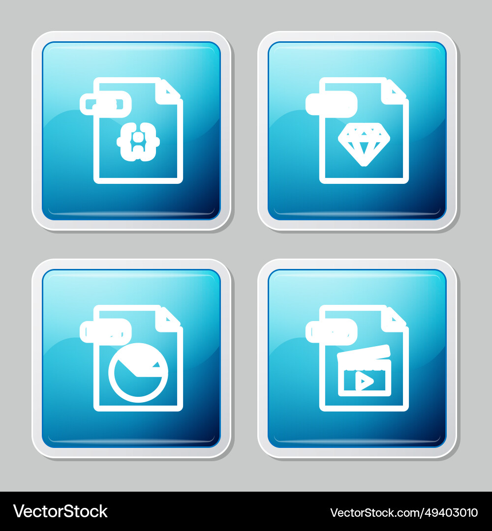 Set line js file document ruby ppt and mov icon Vector Image