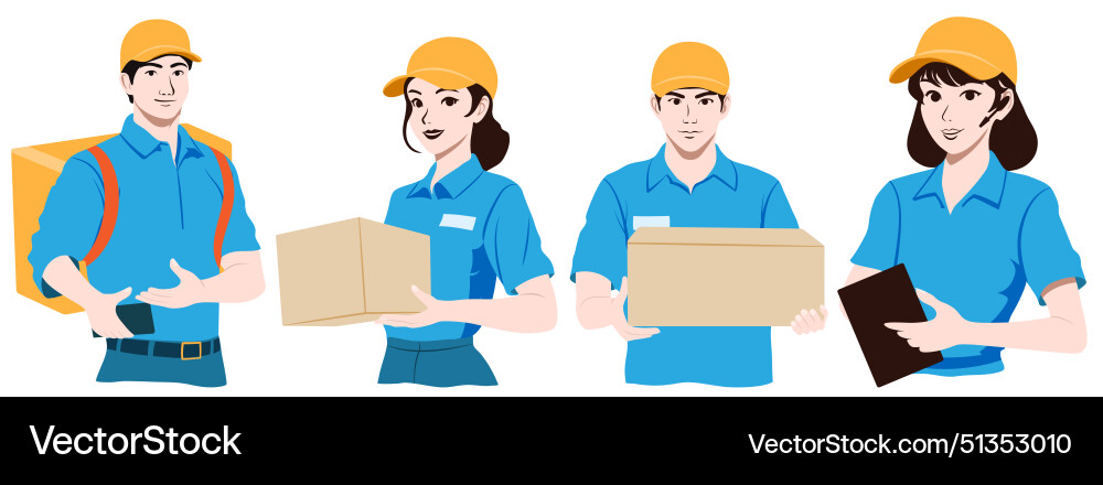 Set of couriers and call center operators Set of couriers and call center operators vector image