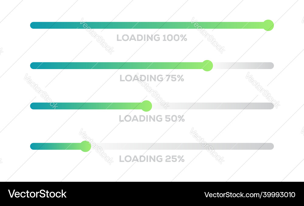 Set of loading bar progress visualization Set of loading bar progress visualization vector image