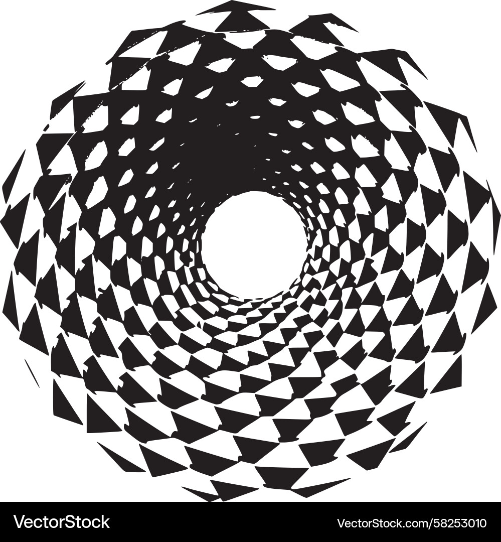 Triangular Vortex - Monochrome Vector Image