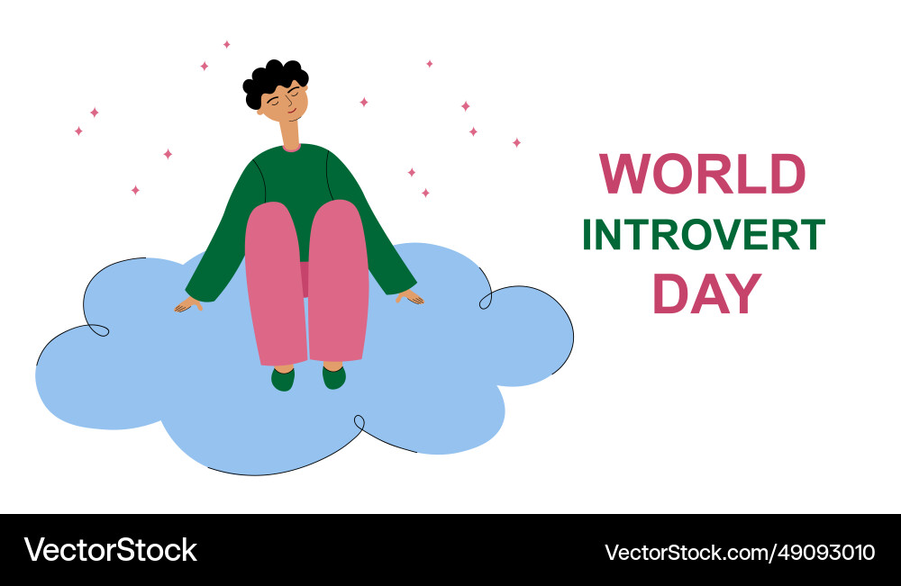 World introvert day hand drawn flat World introvert day hand drawn flat Vector Image